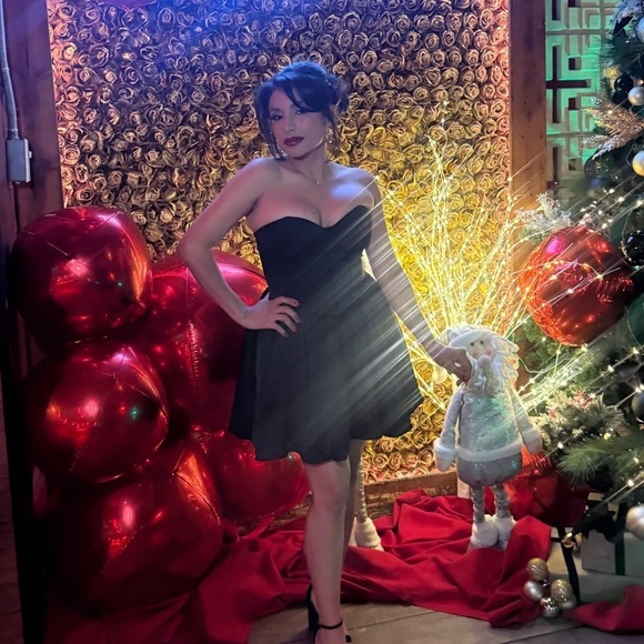 Oh Polly Emeline Corset Tulle Mini Dress in Jet Black Size US 10 - Picture 8 of 9